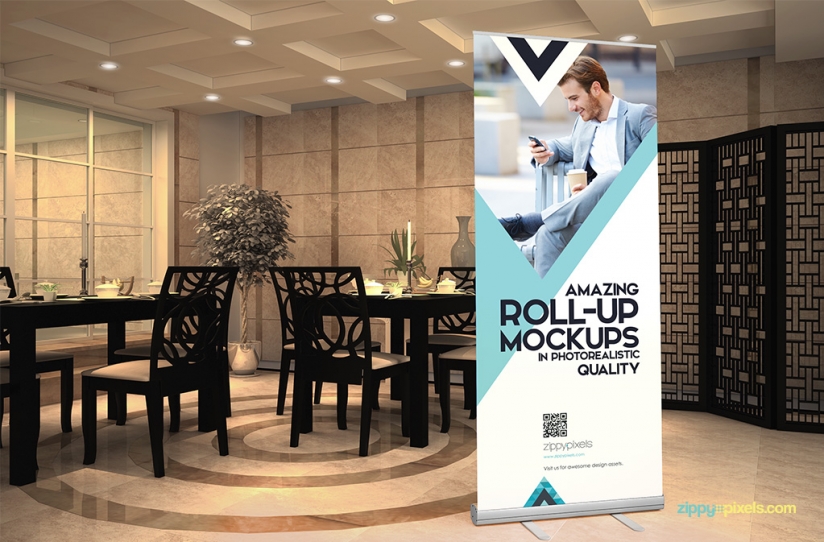 8 Roll Up Banner PSD Mockups Images