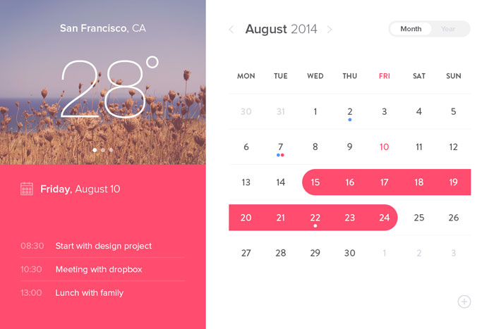 Free Calendar Widget PSD