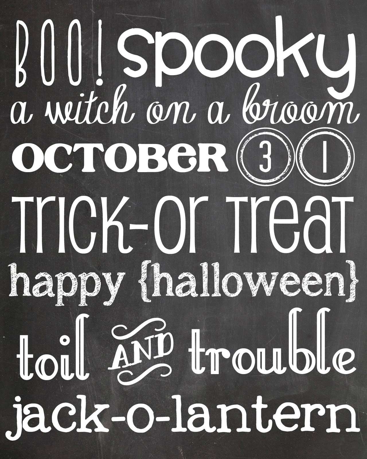 Halloween Chalkboard Printable Halloween Chalkboard Printable