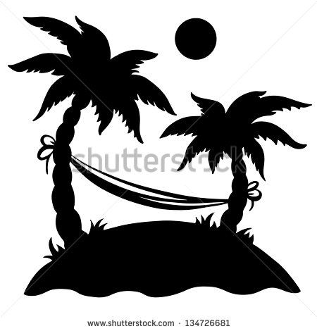 Hammock Silhouette Clip Art Black and White