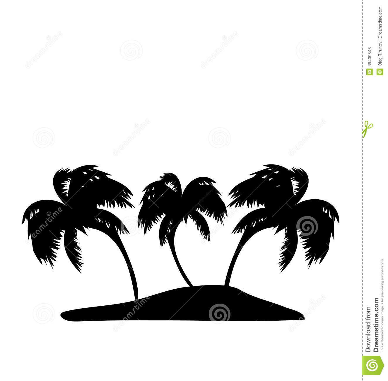 Island with Palm Trees Silhouette