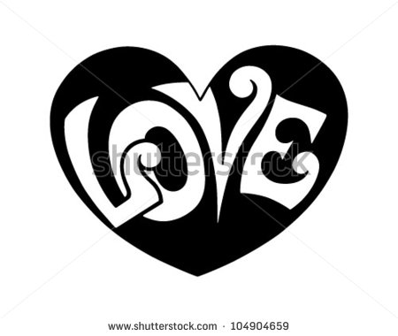 Love Hearts Clip Art Black and White