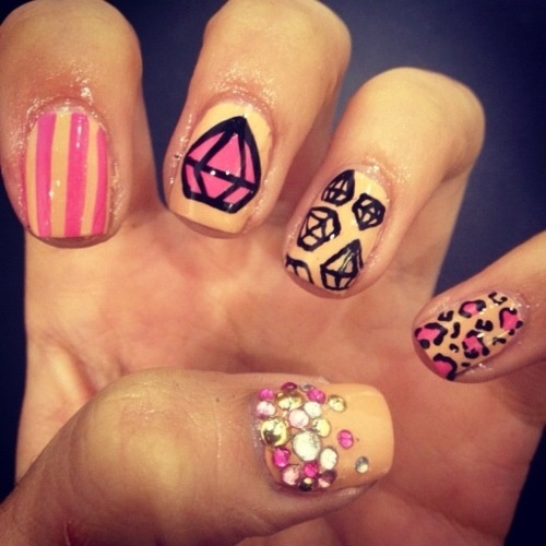 Nail Art Designs with Diamonds