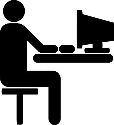 Person at Computer Desk Clip Art