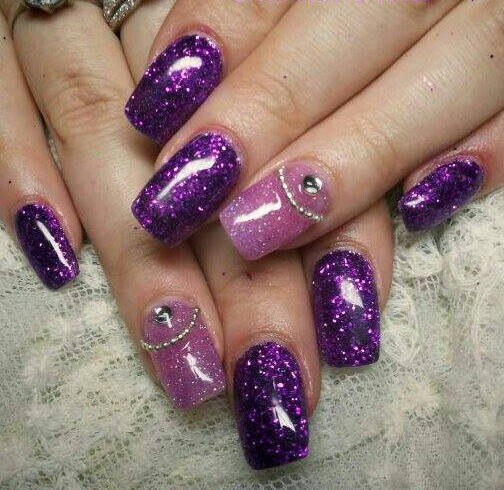 Pink and Purple Nails Art Design