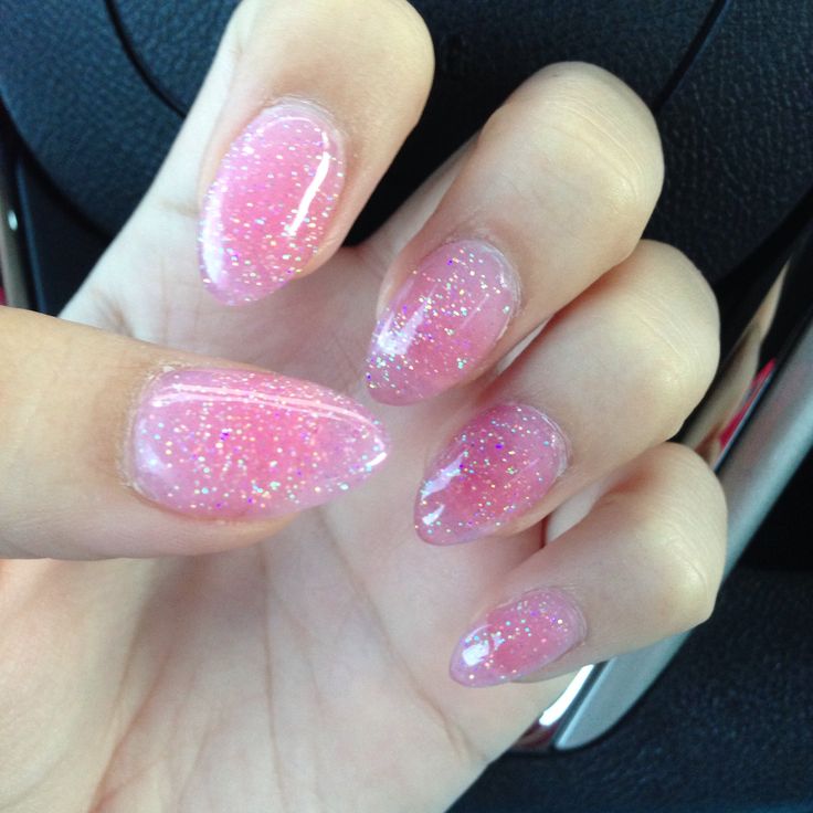 Pink Glitter Pointy Nails