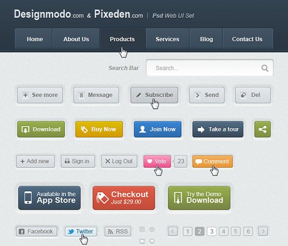 PSD UI Web Design Elements