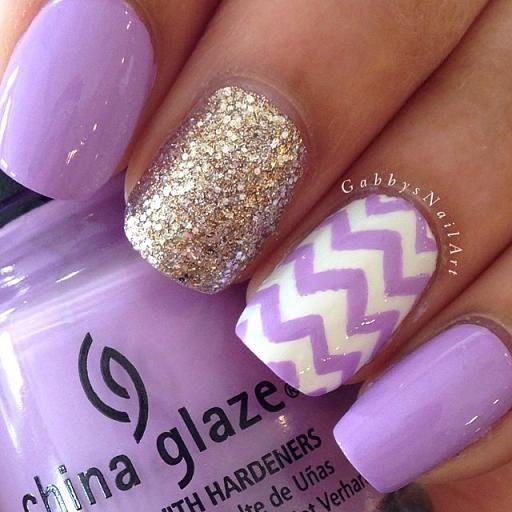 Purple and Gold Chevron Nails Purple and Gold Chevron Nails