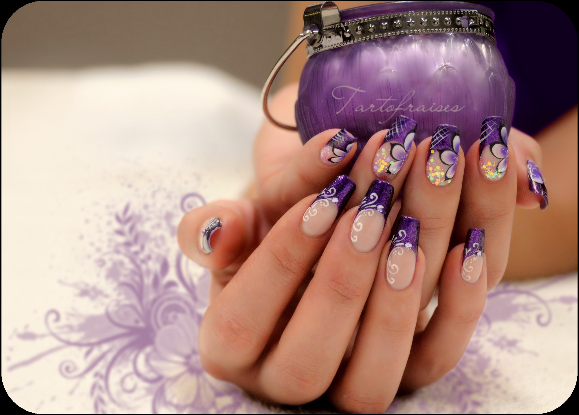 Purple French Nail Art Designs