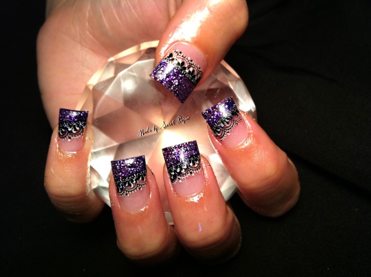 Purple Nail Designs with Diamonds