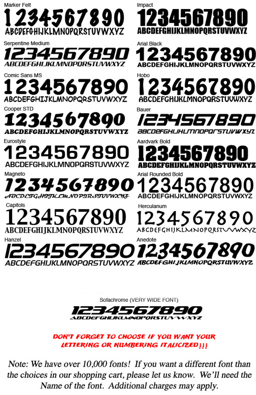 Race Car Number Fonts Styles