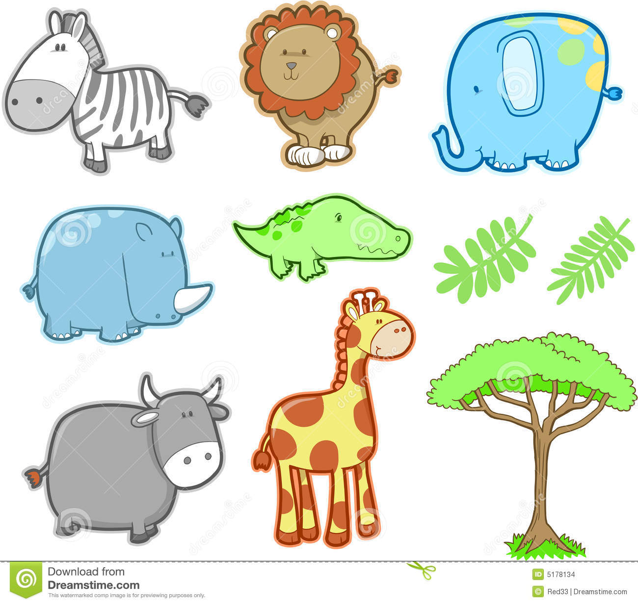Safari Animal Cartoon Vector Safari Animal Cartoon Vector