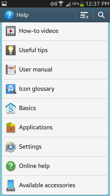 Samsung Galaxy Icon Glossary