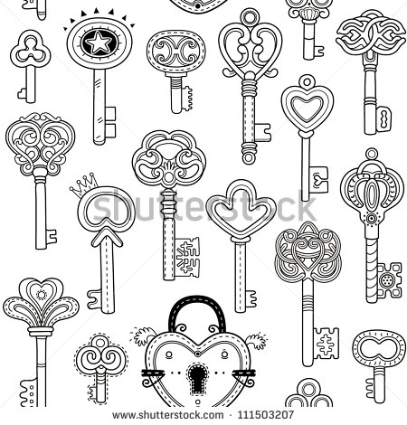 Seamless Pattern Vintage Locks & Keys