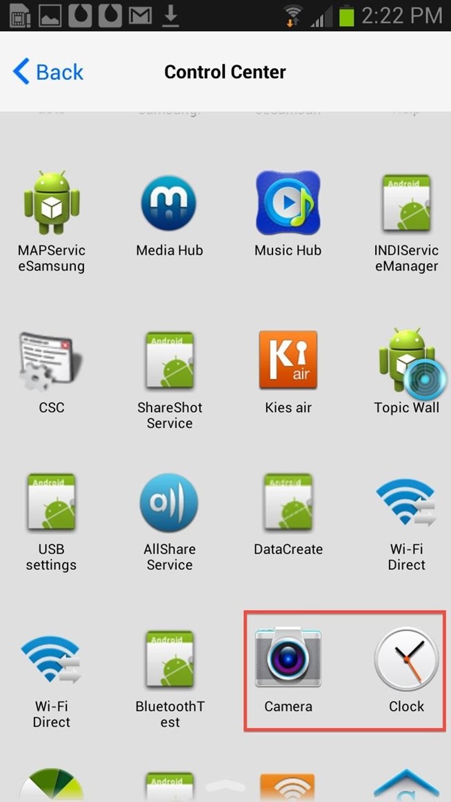 Setting Samsung Galaxy Icons List