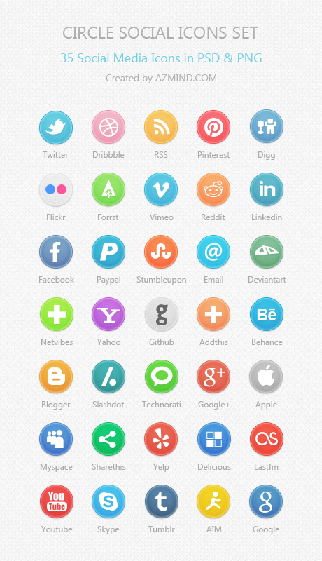 Social Media Icons Circle