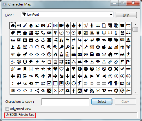 Symbol Font Character Map