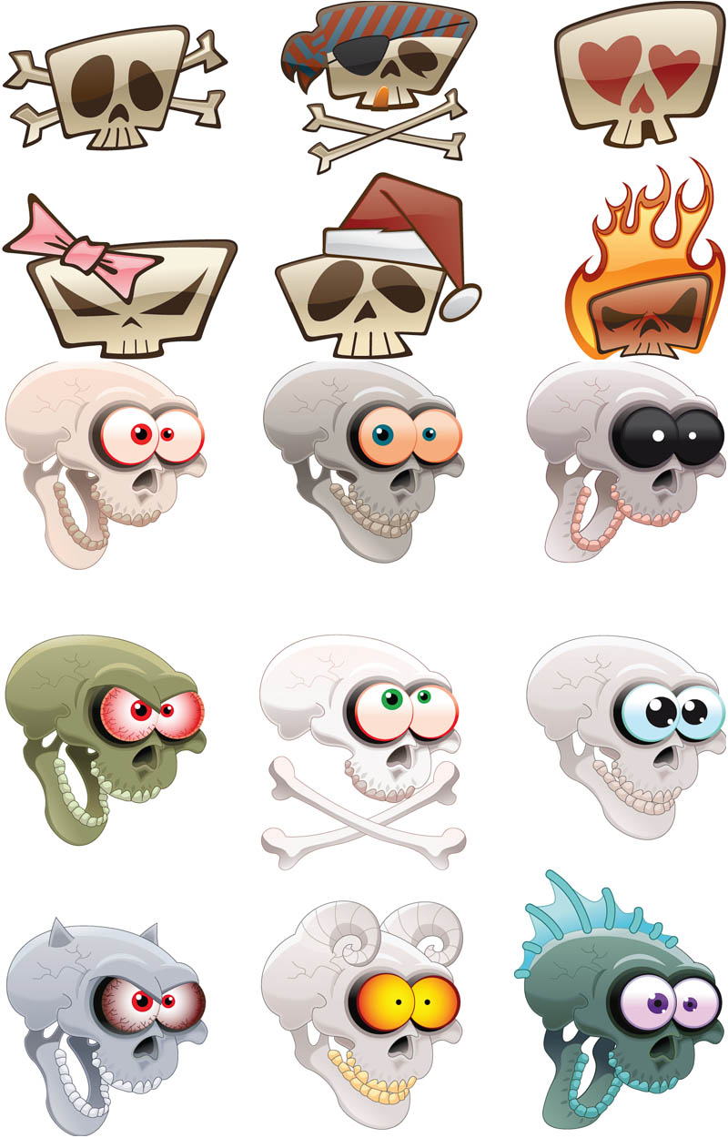 Vector Cartoon Skulls