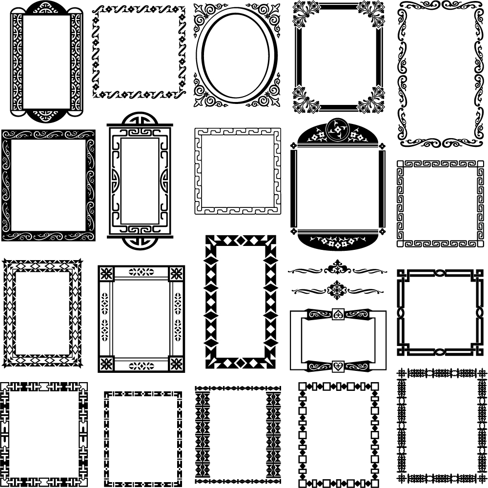 Vector Corner Borders Black and White