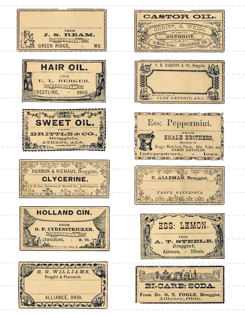 Vintage Apothecary Labels