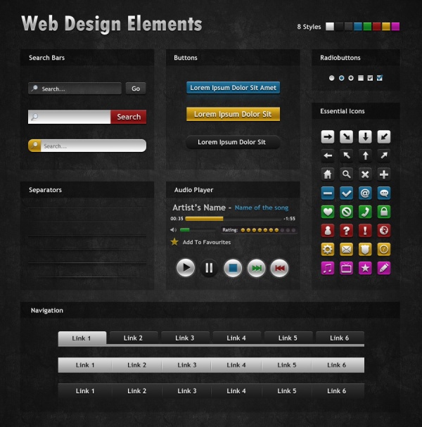 Web Design Elements PSD