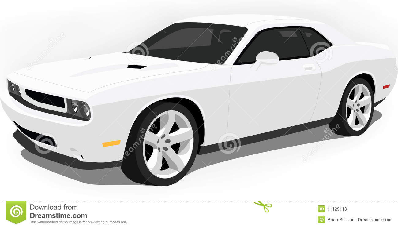 White Dodge Challenger Muscle Car