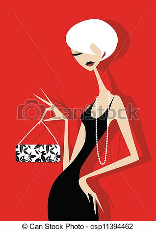 Woman with Pearls Clip Art