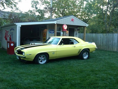 1969 Camaro Black with Yellow Stripes