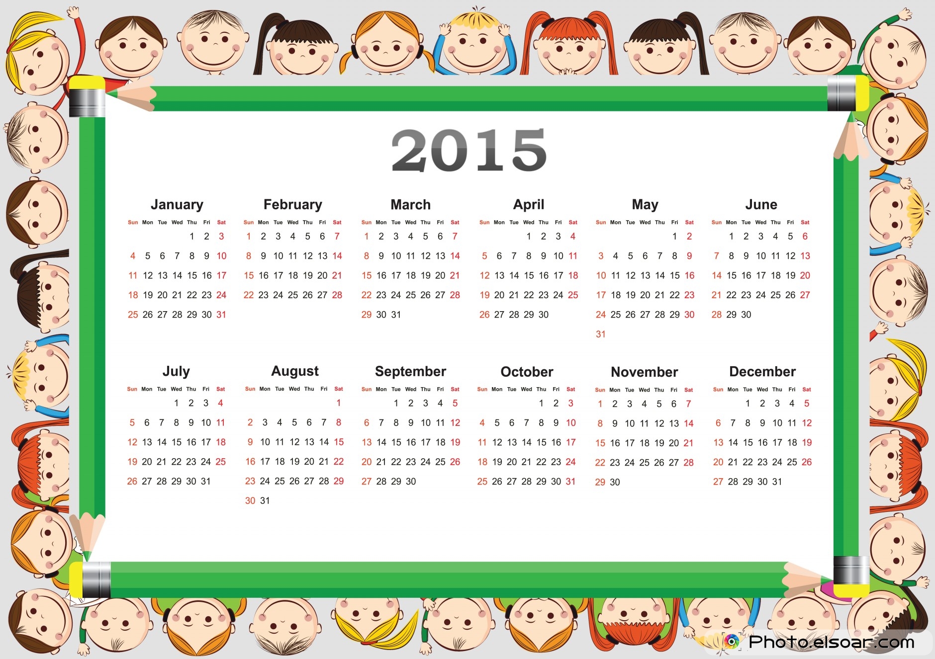 2015 Calendar Printable Schedule