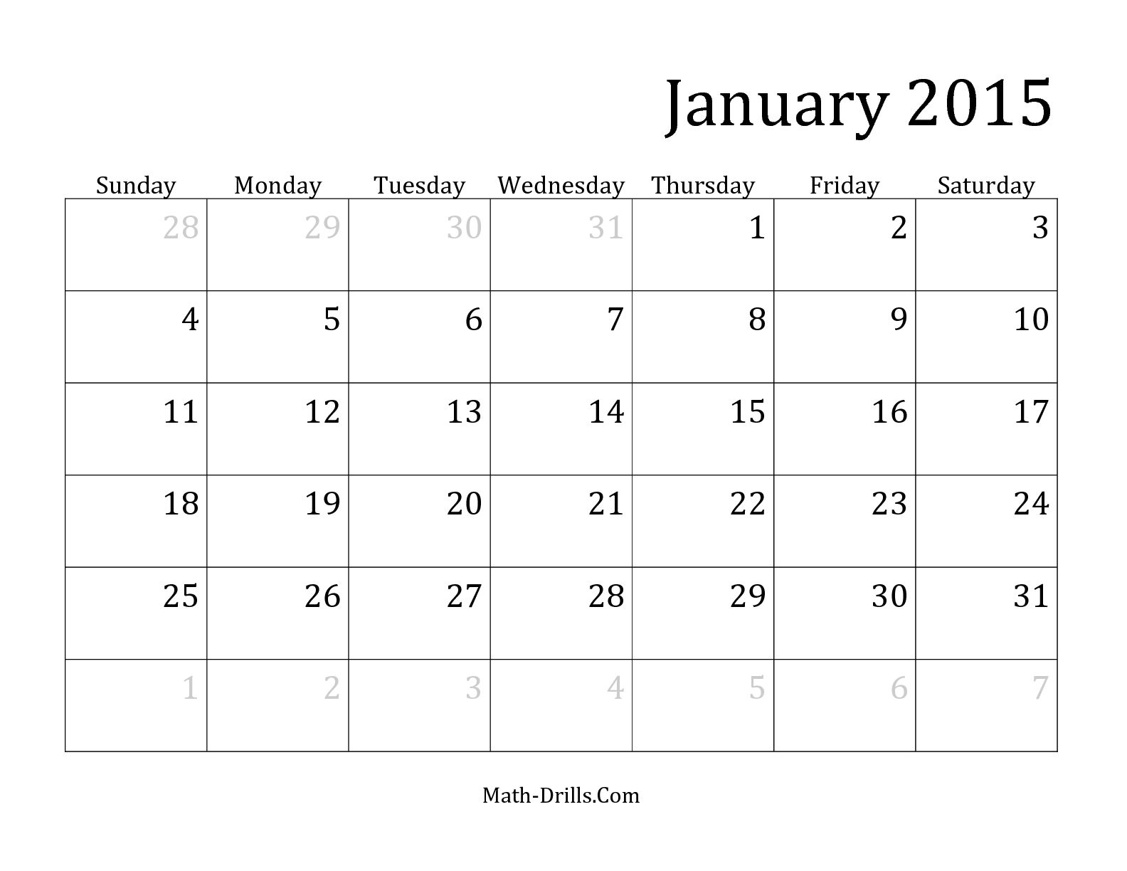 2016 Printable Monthly Calendar 2015 2016 Printable Monthly Calendar 2015