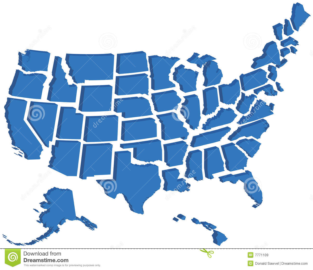 3D United States Map Clip Art