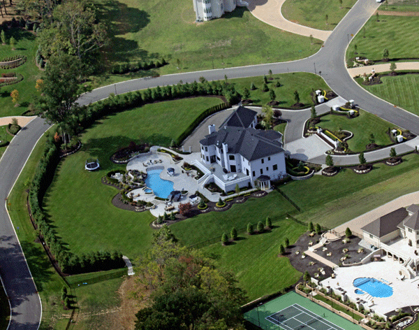 Aerial View Backyard Landscape