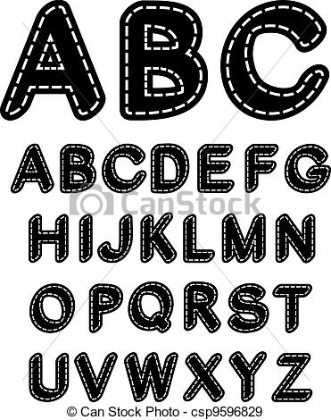 Black and White Clip Art Alphabet Font