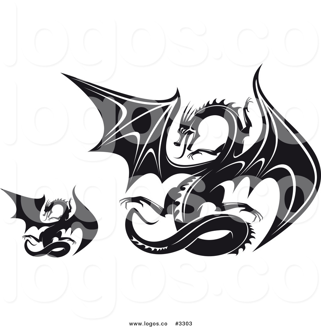 Black and White Dragon Logo
