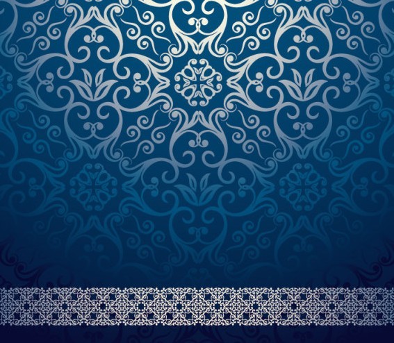 Blue and White Vintage Floral Wallpaper