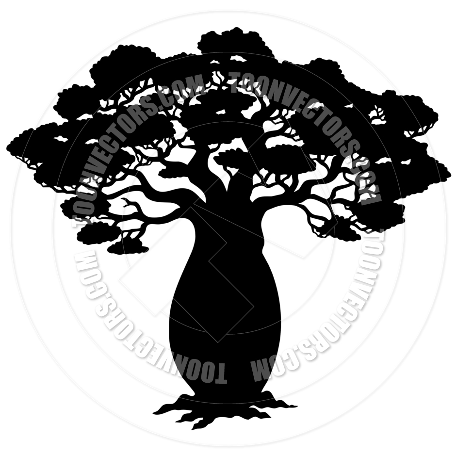 Cartoon African Tree Silhouette