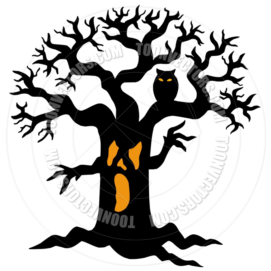 Cartoon Spooky Tree Silhouette