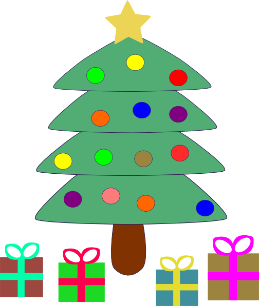 Christmas Tree with Presents Clip Art Free