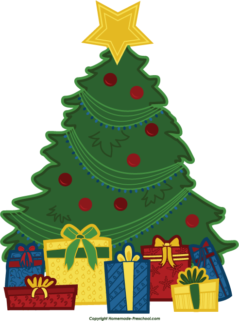 Christmas Tree with Presents Clip Art