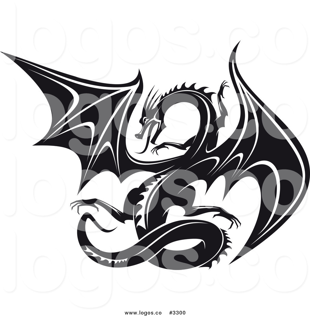 Clip Art Black and White Dragon