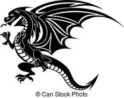 Clip Art Black and White Dragon