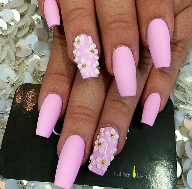 Coffin Nail Designs Pink