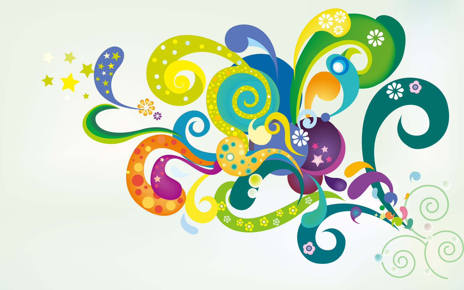 Colorful Flowers Vector Wallpaper Designs