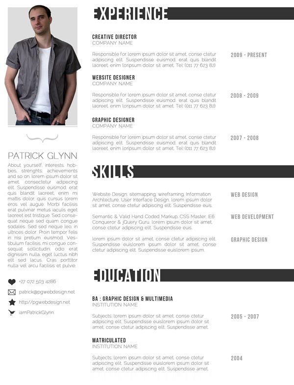 Creative Resume Format Template