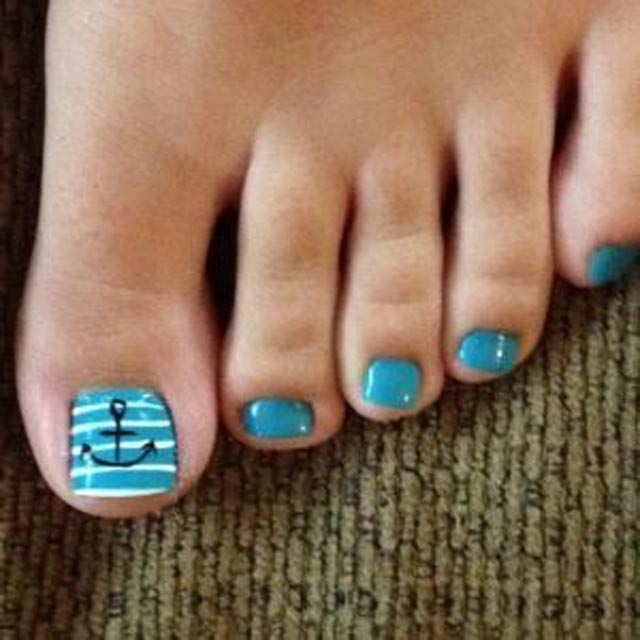 Cute Nail Designs for Toes with Anchor