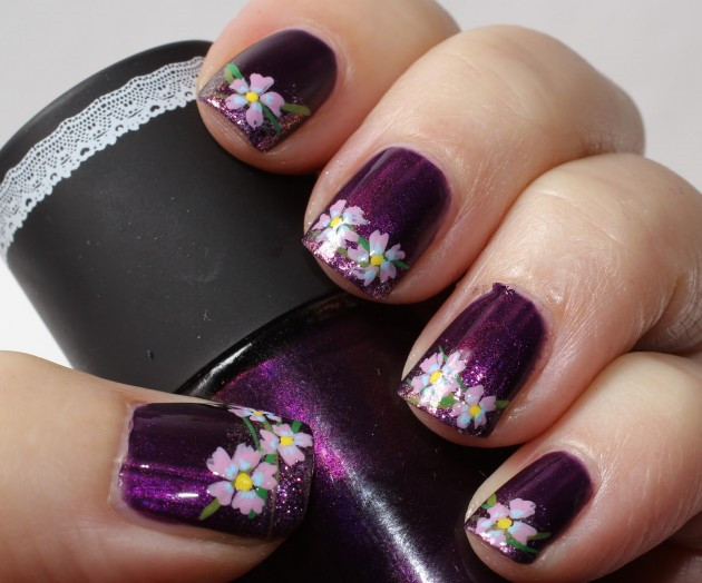 Dark Purple and Gold Nail Design - wide 5