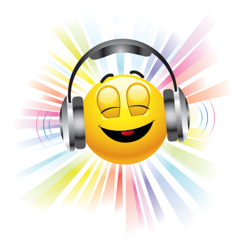 Emoji Smiley with Headphones