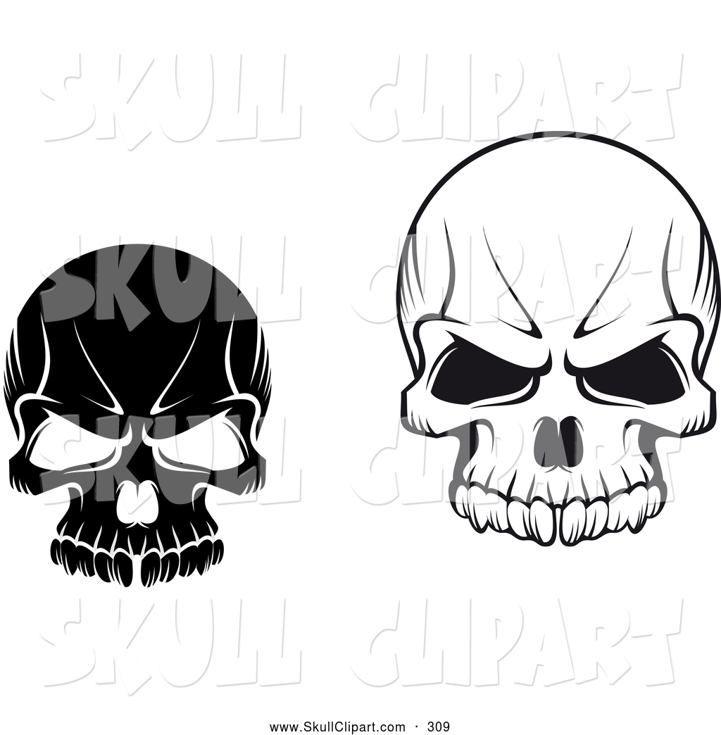 Evil Skull Clip Art Black and White