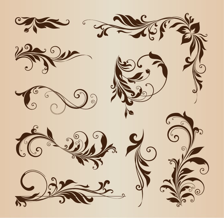 Floral Design Elements Vector Set