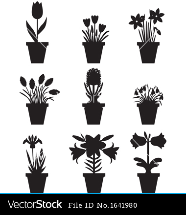 Flower Pot Silhouette Vector